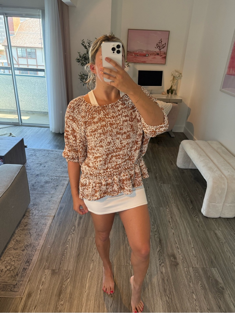 Zara Combination Knit Peplum Top